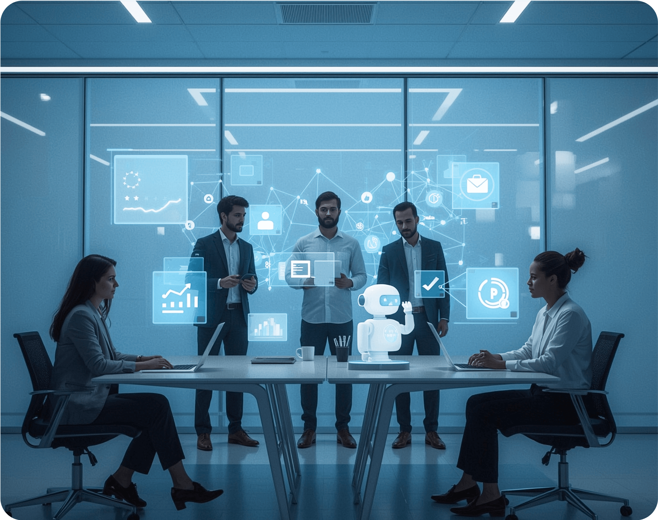 Office futuristic where you can work faster with the benefits of the AI