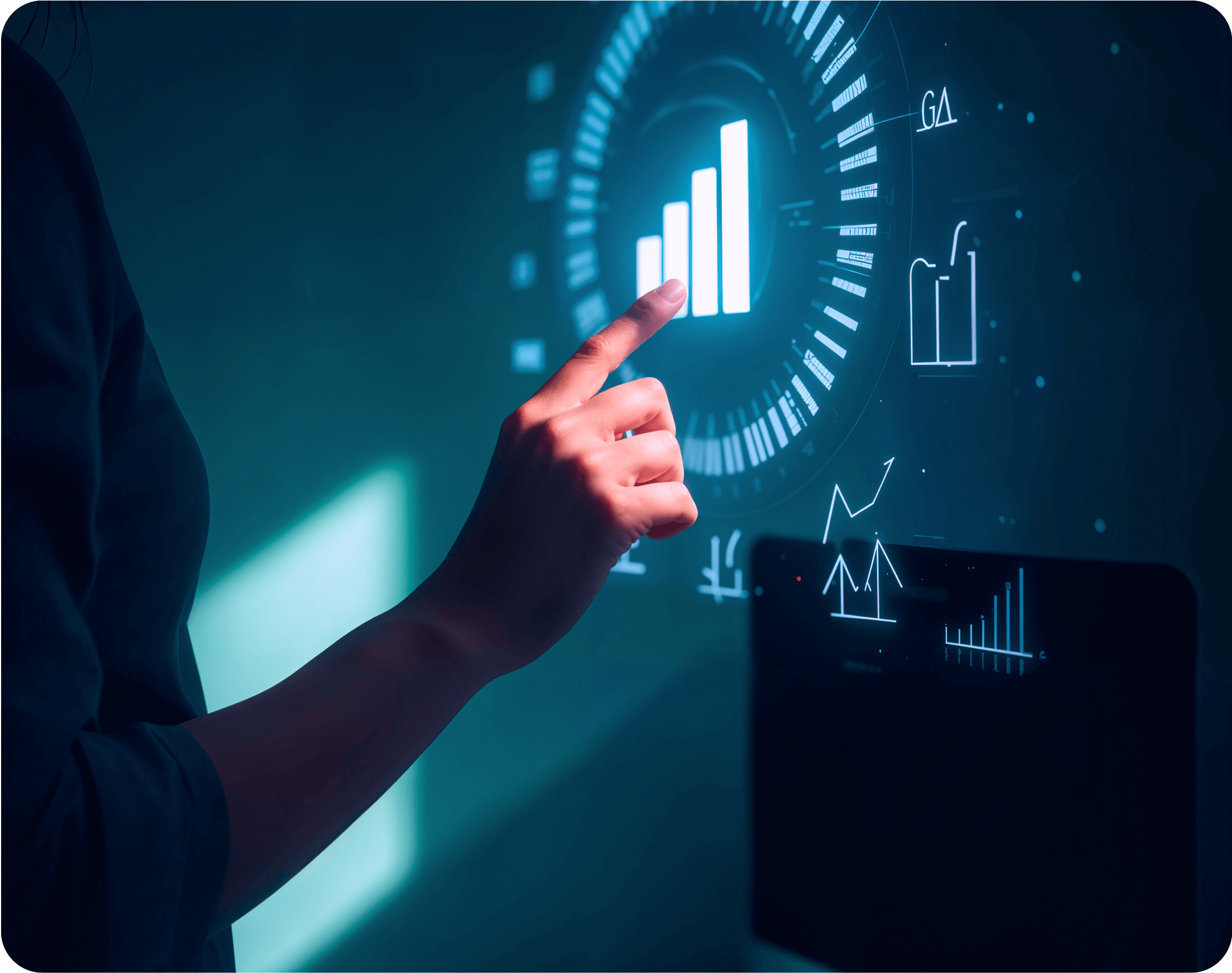 Person touching the screen and programing a plan to avoid mistakes